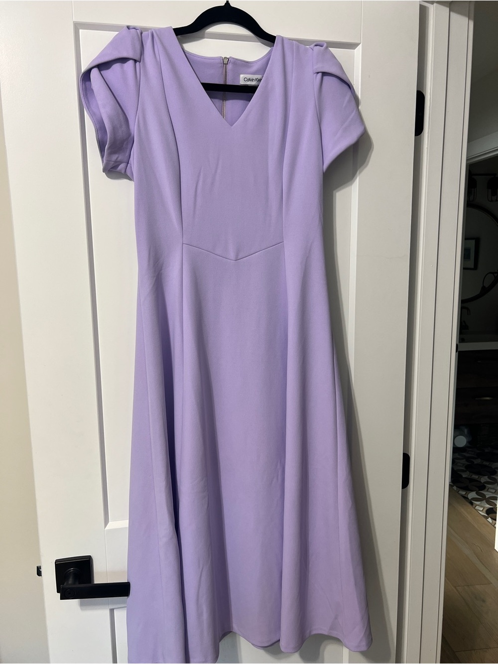Calvin Klein Lavender V-Neck Midi Dress